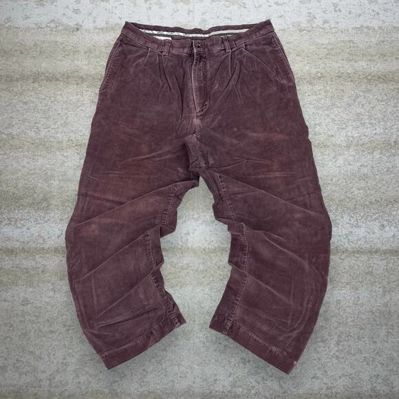 Vintage Y2K Roundtree Yorke Corduroy Pants 36x29 Baggy Wide Leg Chocolate Brown - Picture 2 of 4